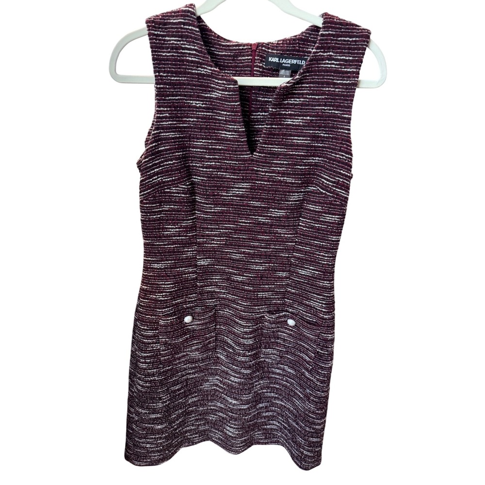 Karl Lagerfeld Paris Sleeveless‎ Tweed Dress Career Work Party